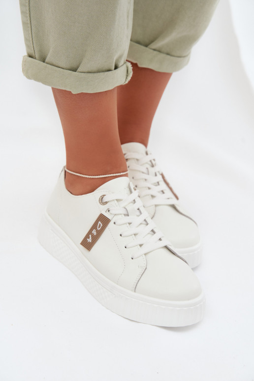 Zapatillas modelo zapatos. FemeninoActivadoturalnej Skóry D&A GR61-5591 el color blanco