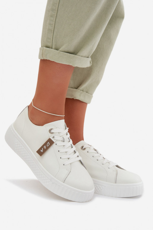 Zapatillas modelo zapatos. FemeninoActivadoturalnej Skóry D&A GR61-5591 el color blanco