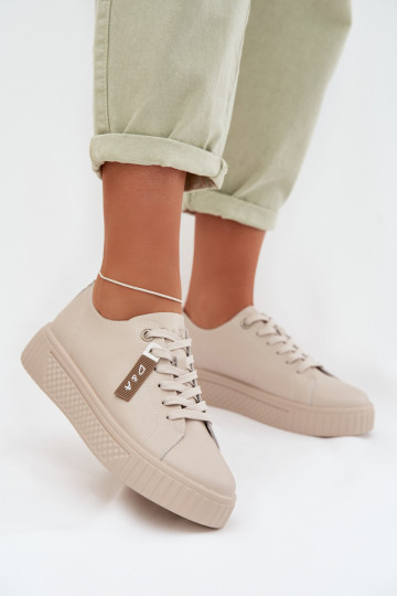 Zapatillas modelo zapatos. FemeninoActivadoturalnej Skóry D&A GR61-5591 beige 2