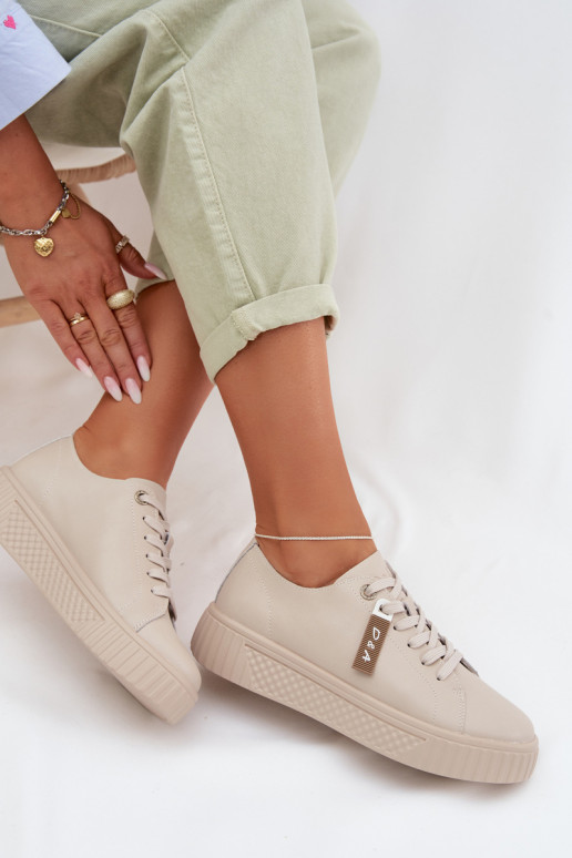 Zapatillas modelo zapatos. FemeninoActivadoturalnej Skóry D&A GR61-5591 beige