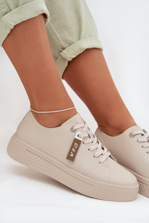 Zapatillas modelo zapatos. FemeninoActivadoturalnej Skóry D&A GR61-5591 beige