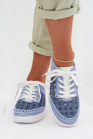 con escritos Piel zapatos Femenino D&A GR61-5951 color azul