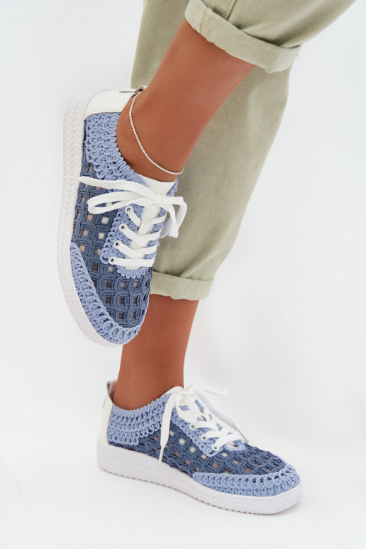 con escritos Piel zapatos Femenino D&A GR61-5951 color azul