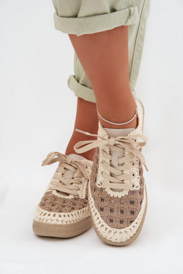 con escritos Piel zapatos Femenino D&A GR61-5951 beige 2