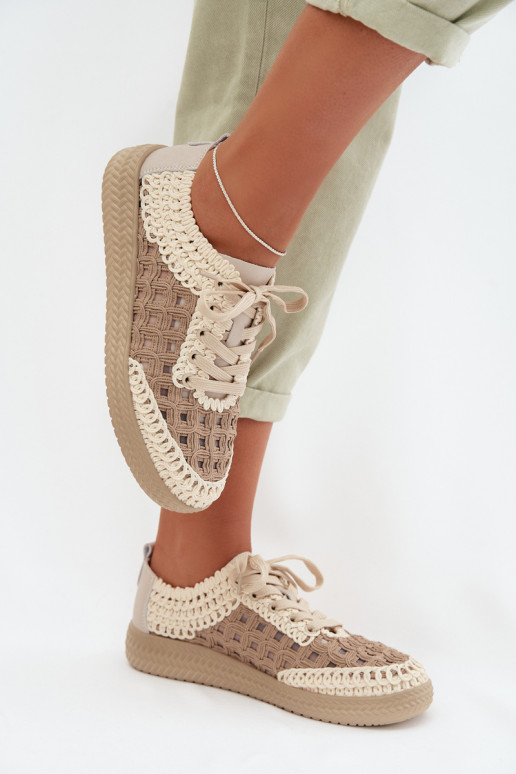 con escritos Piel zapatos Femenino D&A GR61-5951 beige