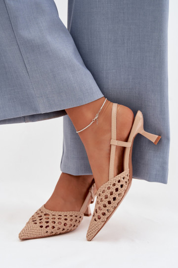 Sandalias color arena estampadas para mujer con tacones Selinae