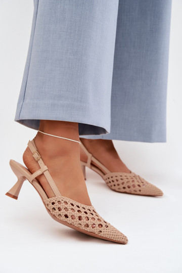 Sandalias color arena estampadas para mujer con tacones Selinae 2