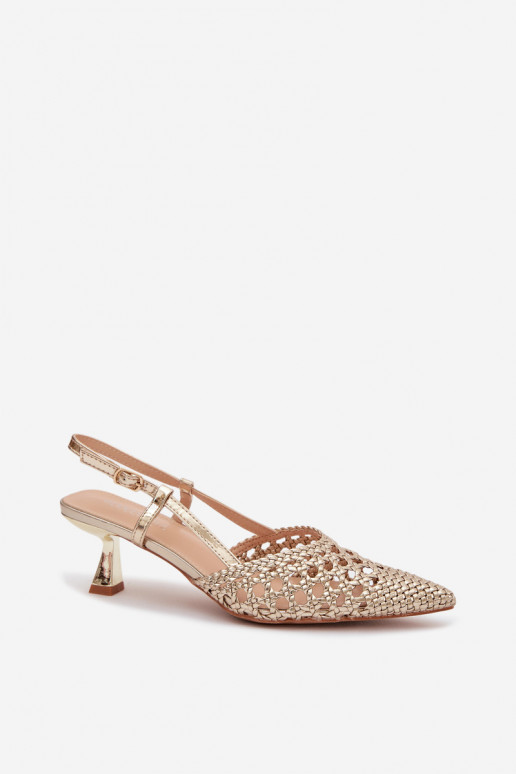 sandalias estampadas Femenino con tacones color dorado Selinae