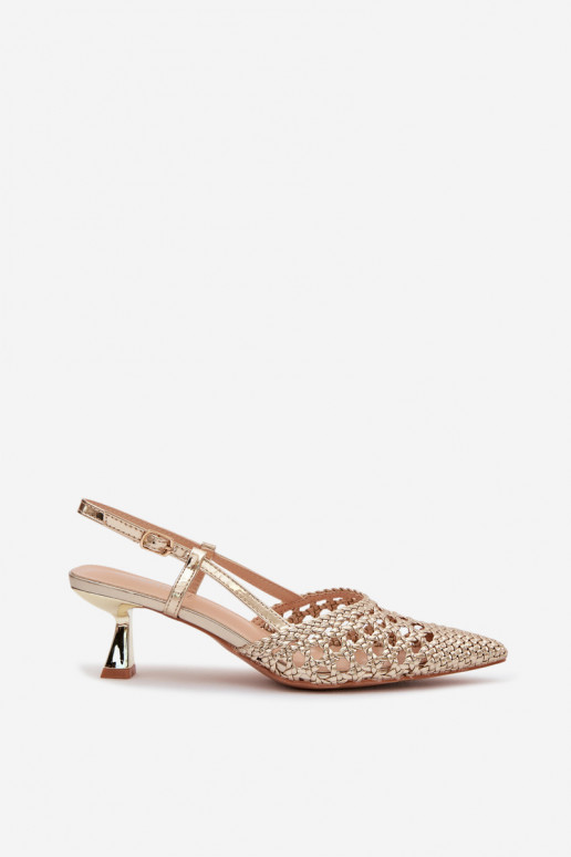 sandalias estampadas Femenino con tacones color dorado Selinae