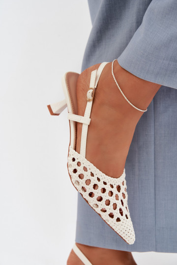 Sandalias blancas estampadas para mujer con tacones Selinae