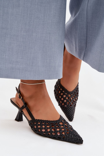 Sandalias negras estampadas para mujer con tacones Selinae