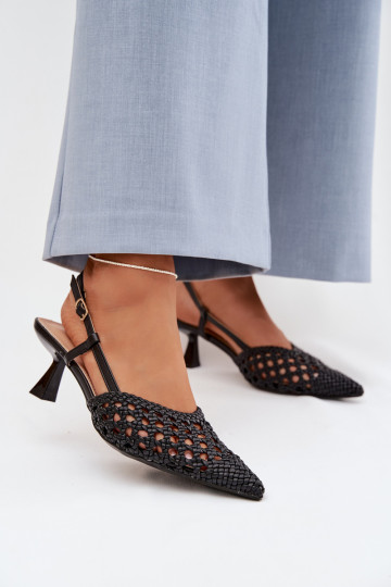 Sandalias negras estampadas para mujer con tacones Selinae 2
