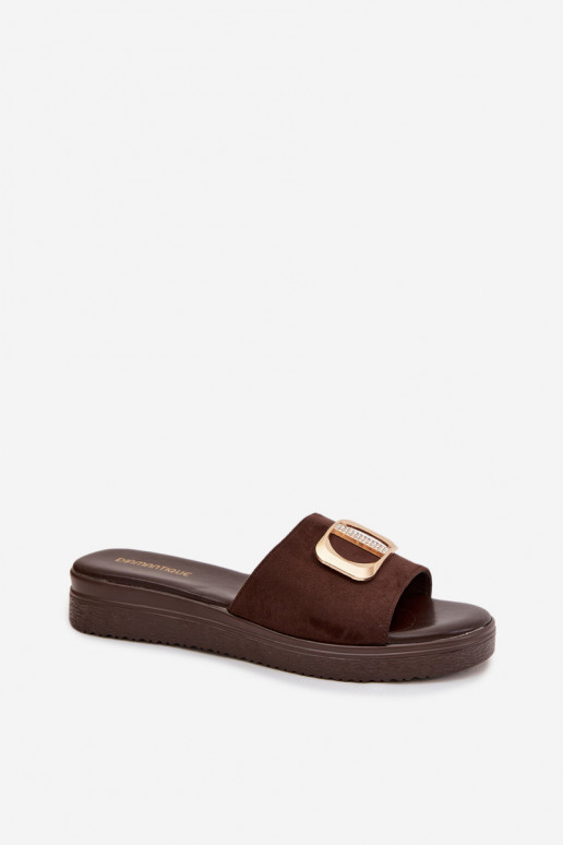 zapatillas de mujer Ze color doradom Detalem CzekoladoAe Elmera