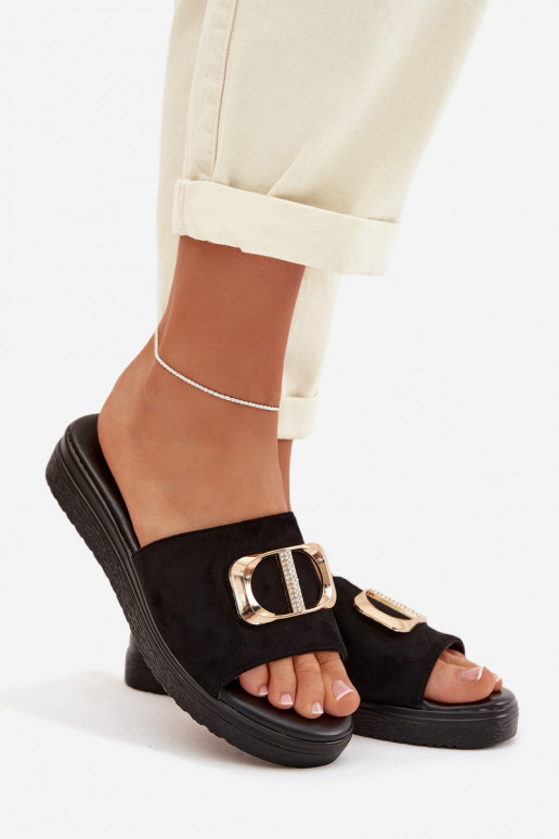 zapatillas de mujer Ze color doradom Detalem de color negro Elmera