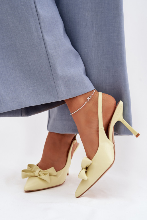 Sandalias de mujer con tacones finos con cintas color amarillo Jonera