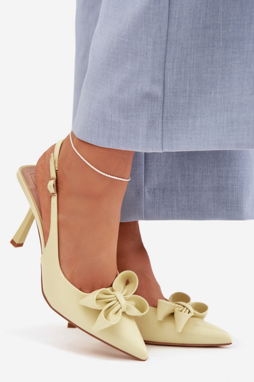 Sandalias de mujer con tacones finos con cintas color amarillo Jonera