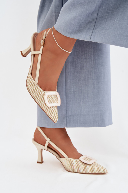 Sandalias de mujer con tacones Con decoraciones Elemento beige Eslina