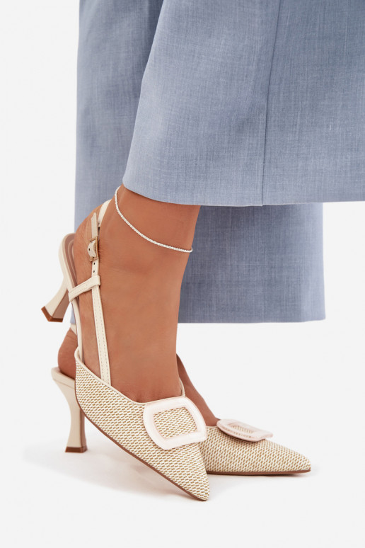 Sandalias de mujer con tacones Con decoraciones Elemento beige Eslina