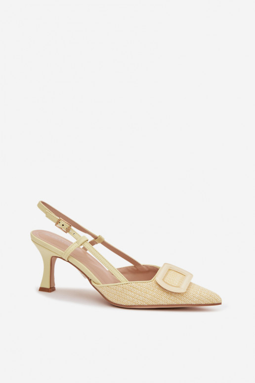 Sandalias de mujer con tacones Con decoraciones Elemento color amarillo Eslina