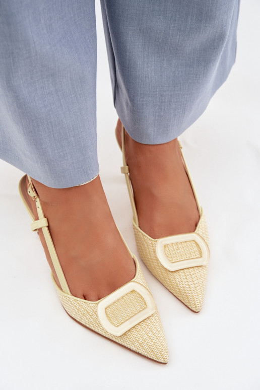 Sandalias de mujer con tacones Con decoraciones Elemento color amarillo Eslina