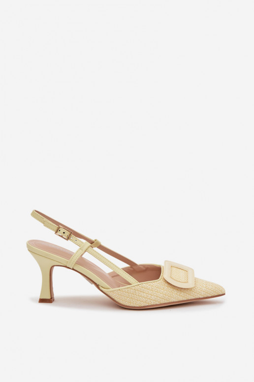 Sandalias de mujer con tacones Con decoraciones Elemento color amarillo Eslina