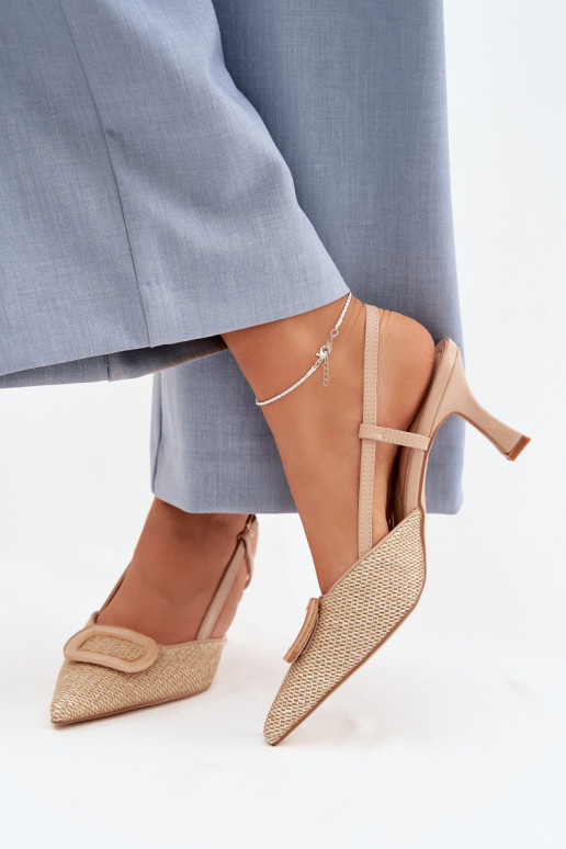 Sandalias de mujer con tacones Con decoraciones Elemento Nude Eslina