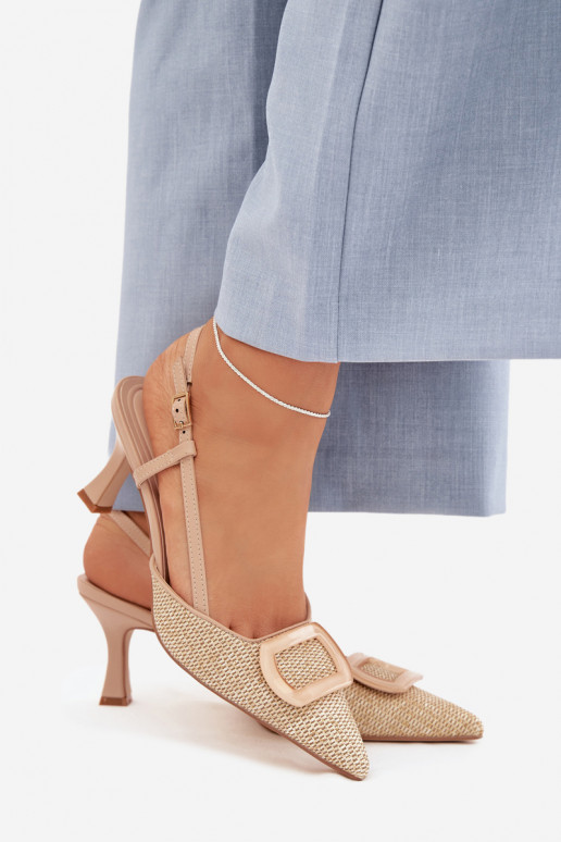 Sandalias de mujer con tacones Con decoraciones Elemento Nude Eslina