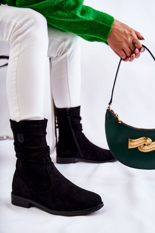 volantes de mujer Zapatos de gamuza de color negro Joanne