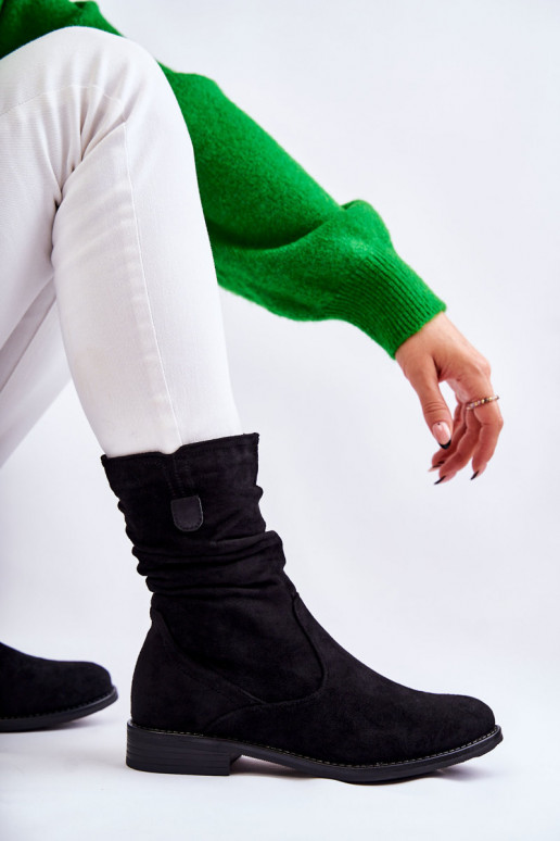 volantes de mujer Zapatos de gamuza de color negro Joanne