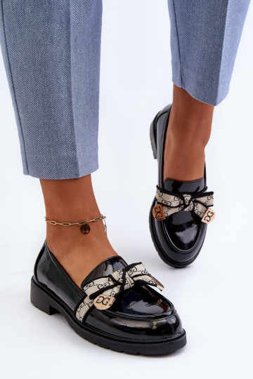 con efecto barniz Femenino zapatos Mocasines S.Barski HY330A de color negro