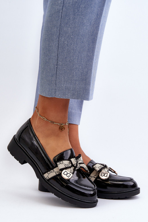 con efecto barniz Femenino zapatos Mocasines S.Barski HY330A de color negro