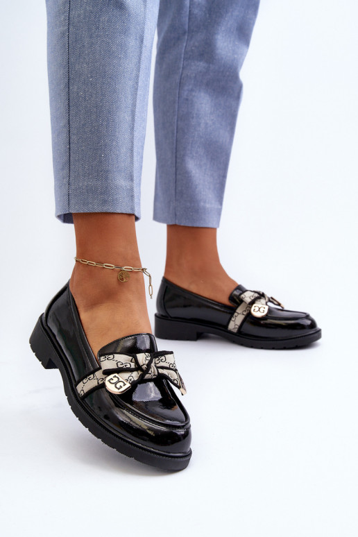 con efecto barniz Femenino zapatos Mocasines S.Barski HY330A de color negro