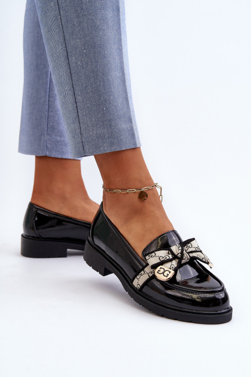 con efecto barniz Femenino zapatos Mocasines S.Barski HY330A de color negro