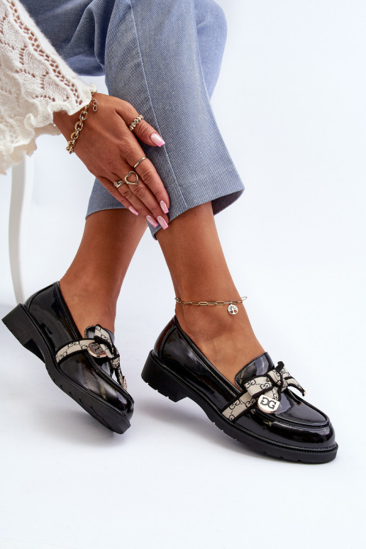 con efecto barniz Femenino zapatos Mocasines S.Barski HY330A de color negro