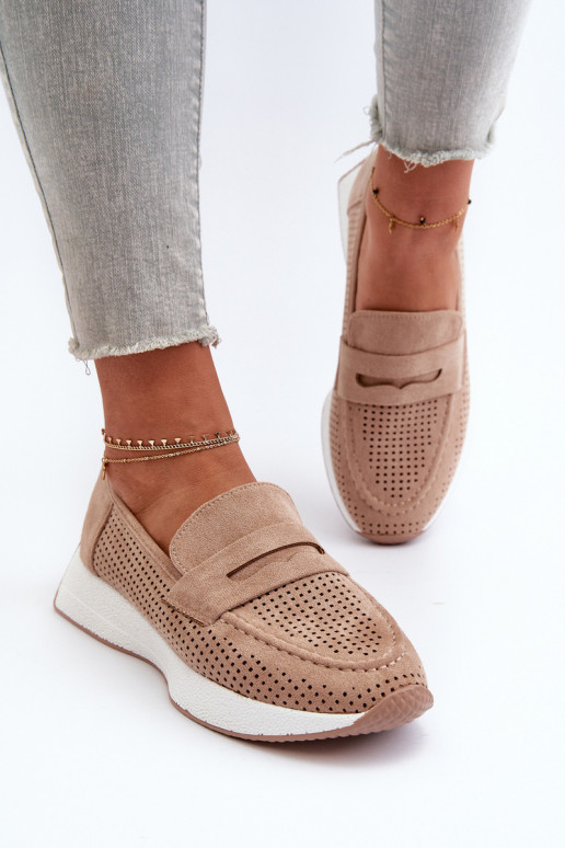 Mocasines de plataforma de mujer de gamuza ecológicaoAe beige Inesqua