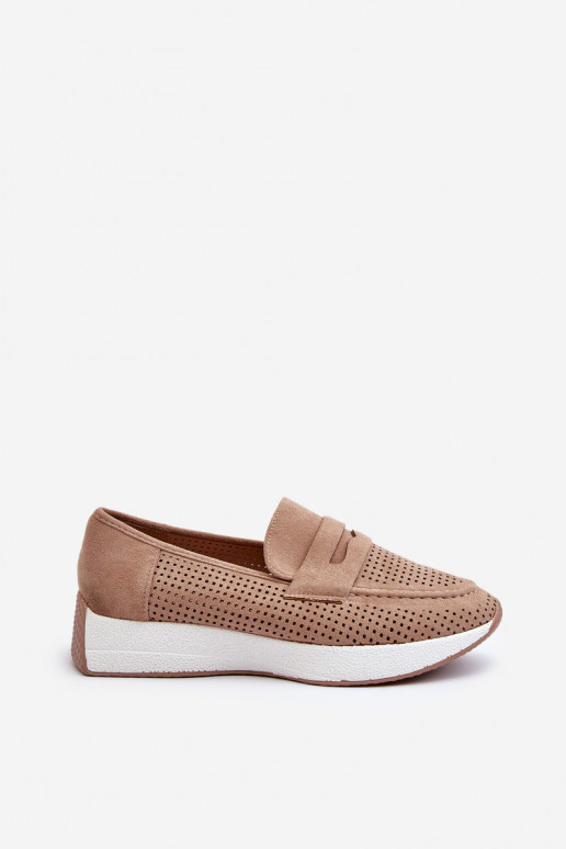 Mocasines de plataforma de mujer de gamuza ecológicaoAe beige Inesqua