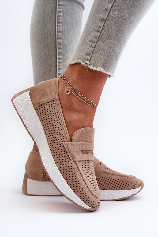 Mocasines de plataforma de mujer de gamuza ecológicaoAe beige Inesqua