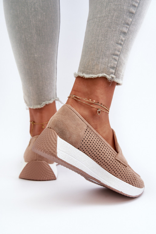 Mocasines de plataforma de mujer de gamuza ecológicaoAe beige Inesqua