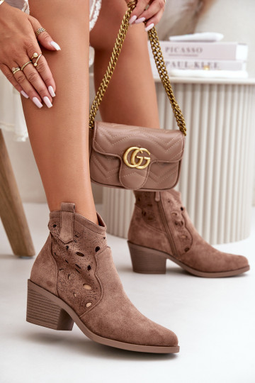 Femenino Botas de ante caladas estilo vaquero color marrón S.Barski HY42-086