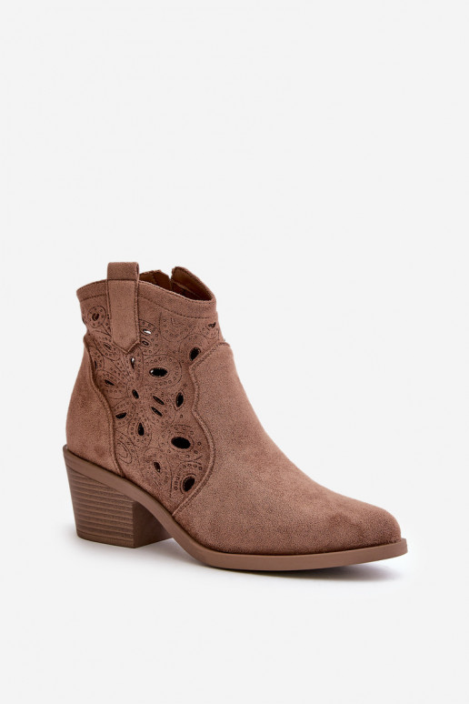 Femenino Botas de ante caladas estilo vaquero color marrón S.Barski HY42-086