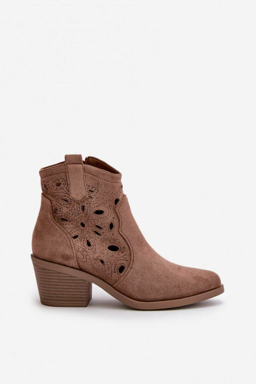 Femenino Botas de ante caladas estilo vaquero color marrón S.Barski HY42-086