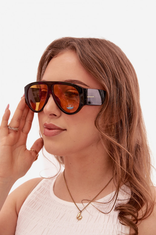 Femenino Gafas de sol Negro y-color naranja