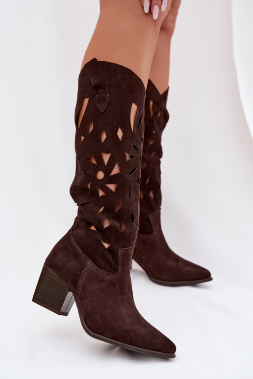 con elementos calados botasActivadoturalnego de gamuzau Zazoo 3167 CzekoladoAe