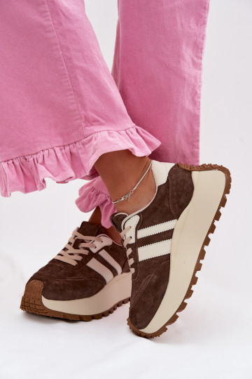 Deportivas de ante con plataforma D&A GR61-5986 color chocolate 2