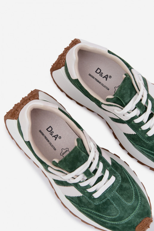 Zapatillas modelo zapatos. de gamuza con una plataforma D&A GR61-5986 color verde