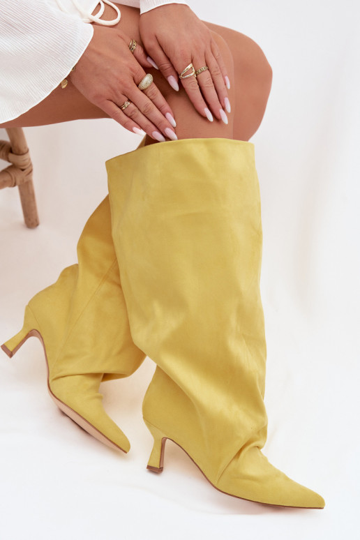 botasSzeroką CholeAką I Tiene querszczeniem con tacones color amarillo Harela