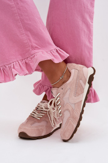Piel de gamuza Zapatillas modelo zapatos. Femenino MK61-0705 color rosa 2
