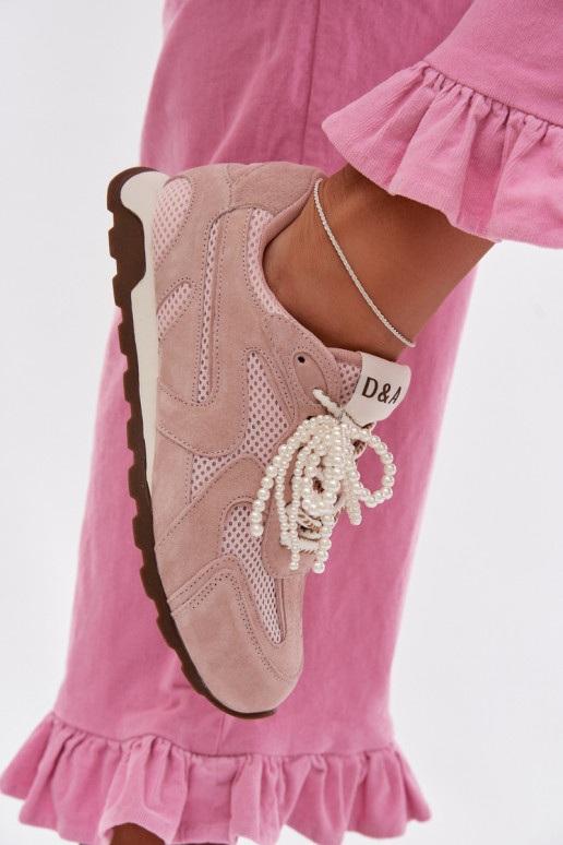 Piel de gamuza Zapatillas modelo zapatos. Femenino MK61-0705 color rosa