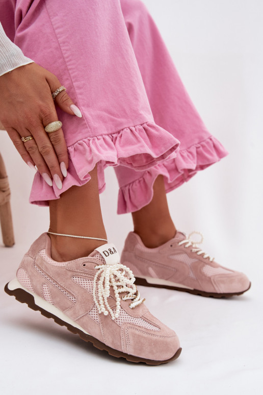 Piel de gamuza Zapatillas modelo zapatos. Femenino MK61-0705 color rosa