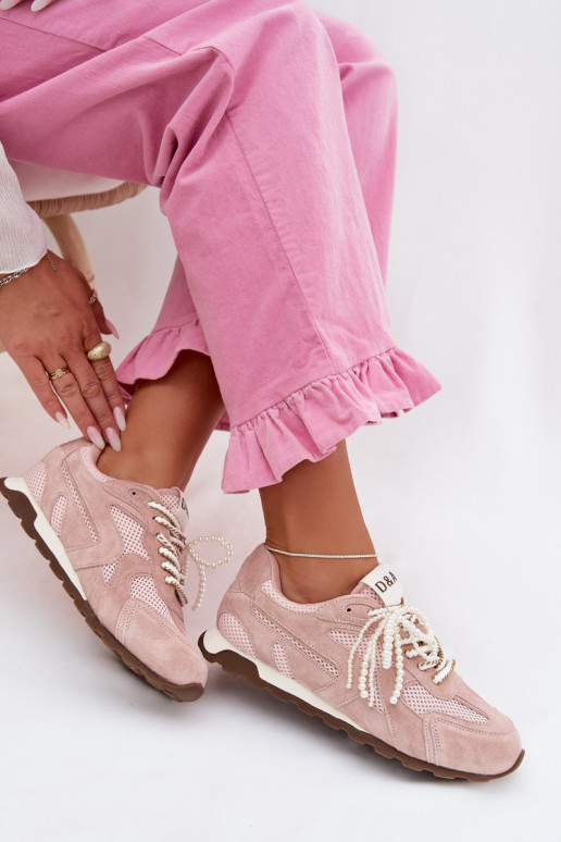 Piel de gamuza Zapatillas modelo zapatos. Femenino MK61-0705 color rosa